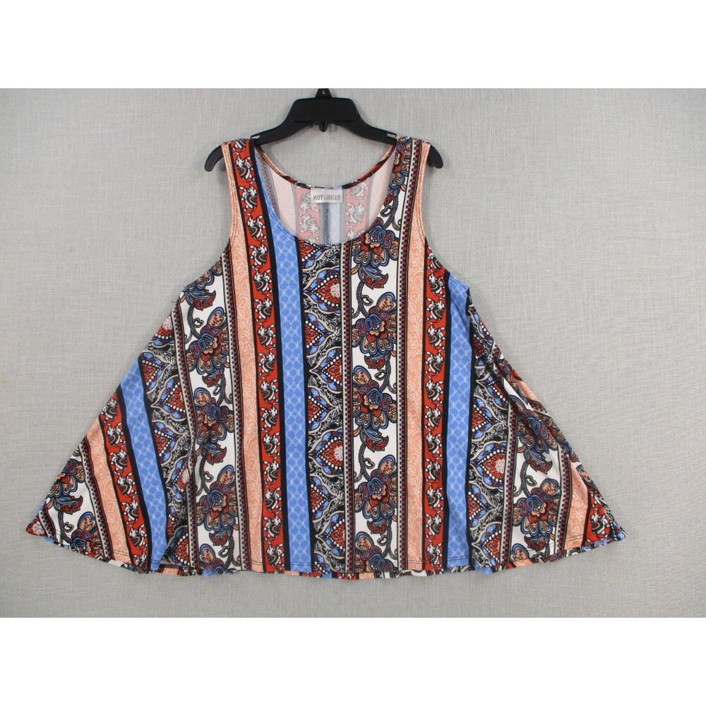 Hot Ginger Womens Sleeveless Striped Paisley Swing‎ Tank Top Size - M USA Made